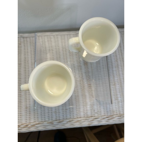 2 Vintage Fire King Ivory Off White Coffee Mug Cup D-Handle Oven Ware - Picture 8 of 12